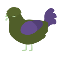 A olive and overcast chicken