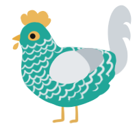 fish fear me, a turquoise and mist chicken with a lace pattern