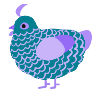 A sea and lilac chicken with a lace pattern