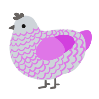 A mist and orchid chicken with a lace pattern