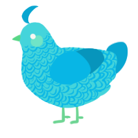 A aqua and cerulean chicken with a double-lace pattern