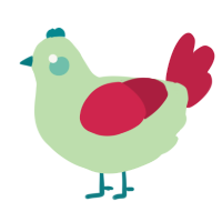 A gluppy and crimson chicken