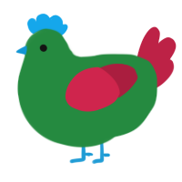 A viridian and crimson chicken