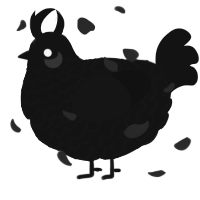 A black chicken with a lace pattern