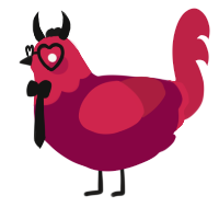 A maroon and crimson chicken with a head pattern