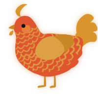 A vermilion and orange chicken with a lace pattern