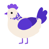 A cream and indigo chicken with a neck-speckle pattern