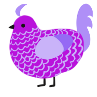 A amethyst and lilac chicken with a lace pattern