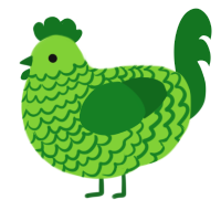 A grass and leaf chicken with a lace pattern