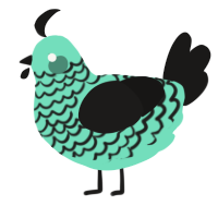 A mint and sable chicken with a lace pattern