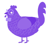 A blurple chicken with a lace pattern