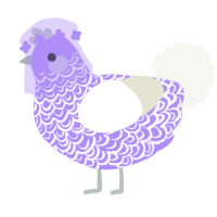 A lilac and white chicken with a double-lace pattern