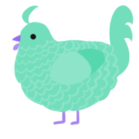 A mint chicken with a lace pattern