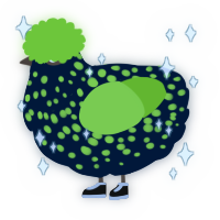 A tumblr and grass chicken with a speckle pattern