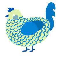 A apple and sapphire chicken with a lace pattern