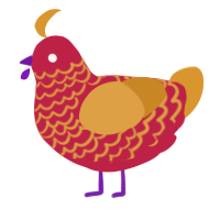 A crimson and orange chicken with a lace pattern