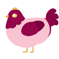 Jacey, a rose and maroon chicken with a head pattern