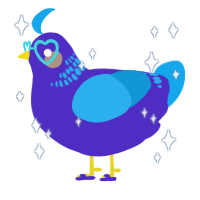 A indigo and sky chicken with a neck-band pattern