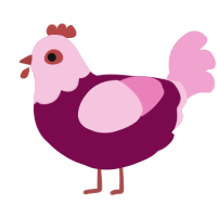 A wine and pink chicken with a head pattern