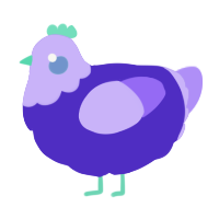 A indigo and lilac chicken with a head pattern