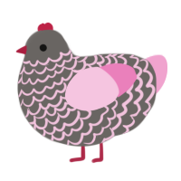 A grey and pink chicken with a lace pattern