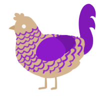 A beige and violet chicken with a lace pattern