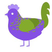 (unnamed), a blurple and chartreuse chicken with a half-lace pattern