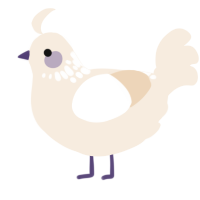 A cream chicken with a neck-speckle pattern