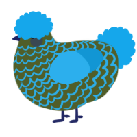 A olive and sky chicken with a lace pattern