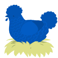A ultramarine chicken with a lace pattern