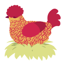 A honey and crimson chicken with a double-lace pattern