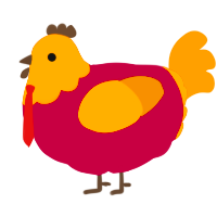 A maroon and ochre chicken with a head pattern