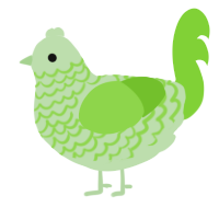 A gluppy and grass chicken with a lace pattern