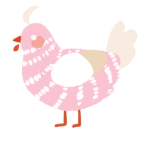 A rose and cream chicken with a bar pattern