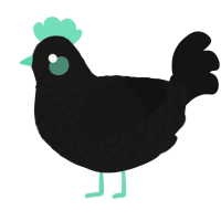 A sable and black chicken with a lace pattern