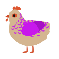 Squink Dunkle, a beige and amethyst chicken with a half-lace pattern