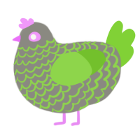 A ash and grass chicken with a lace pattern