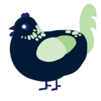 A tumblr and gluppy chicken with a neck-speckle pattern