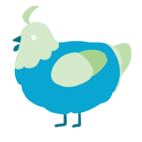 A cerulean and gluppy chicken with a head pattern