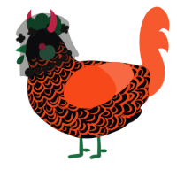 A white and cerulean chicken with a double-lace pattern