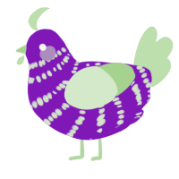 A violet and gluppy chicken with a bar pattern