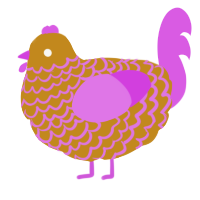 A ochre and orchid chicken with a lace pattern