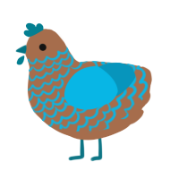 Fountain, a brown and cerulean chicken with a lace pattern