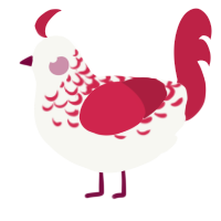 A white and crimson chicken with a half-lace pattern