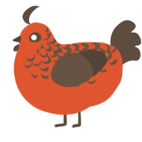 A vermilion and bark chicken with a half-lace pattern
