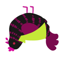 A sable and wine chicken with a bar pattern