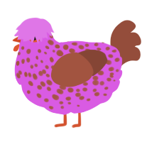 A orchid and russet chicken with a speckle pattern