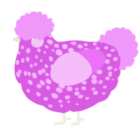 A orchid and lavender chicken with a speckle pattern
