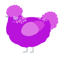 A amethyst and orchid chicken with a neck-speckle pattern