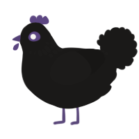 A sable chicken with a neck-speckle pattern